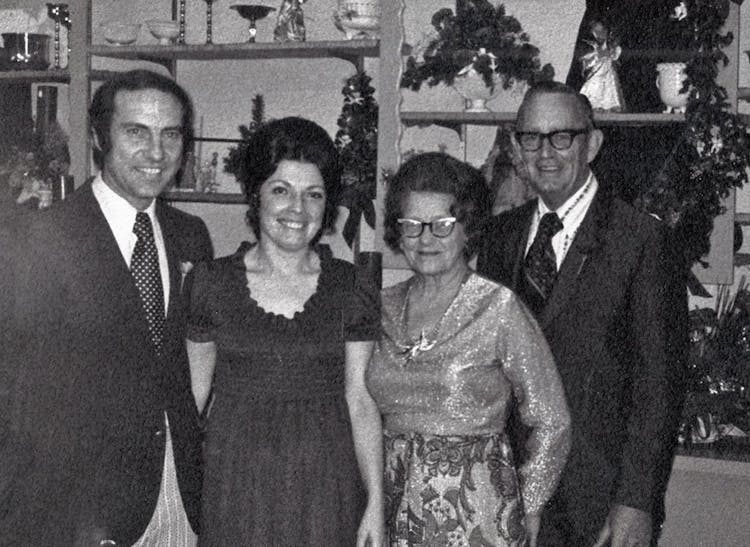 Edward Silacci and Walter Swenson, with their wives, in the S&S storefront